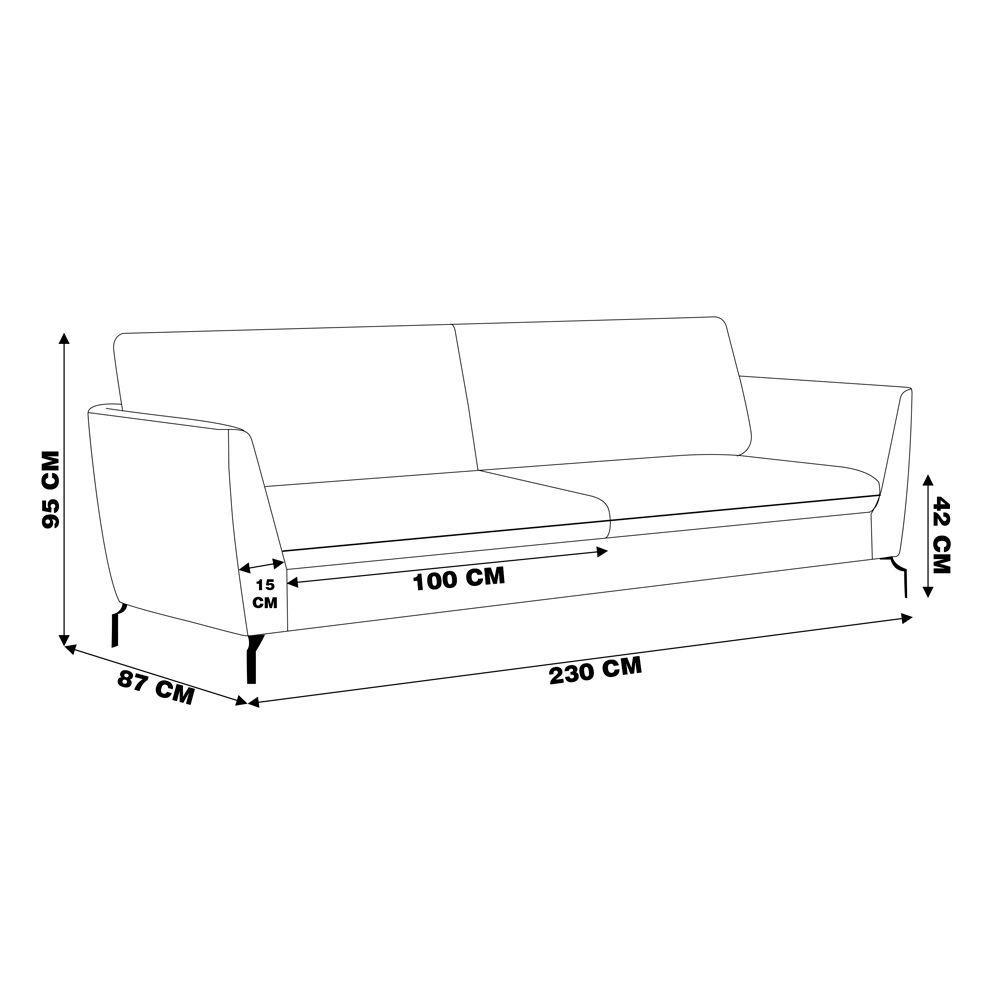 Sofá Decorativo 230cm Olívia Suede Cinza Gran Belo - 2