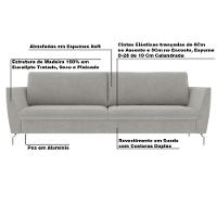Sofá Decorativo 230cm Olívia Suede Cinza Gran Belo - 3
