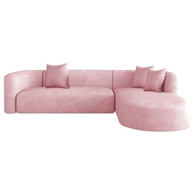 Sofá Modular Celinne Luxuoso Sala De Estar Decoração Luxo 265cm Suede Cor Rosa Bebê