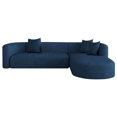 Sofá Modular Celinne Luxuoso Sala De Estar Decoração Luxo 265cm Suede Cor Azul Marinho