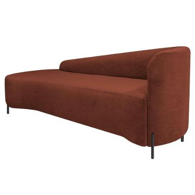 Divã Recamier Orgânico França 250cm Lado Esq Pés Metal Preto Bouclé Cor Terracota