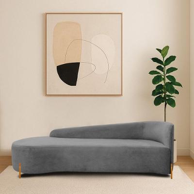 Divã Recamier Orgânico França 220cm Lado Esq Pés Madeira Bouclé Cor Cinza