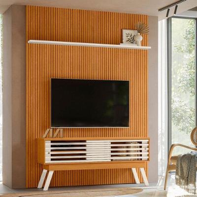 Painel Piso Teto New Interlagos Com Rack Bancada Frizz 1.5 New Premium Cinamomo Off White - Madetec