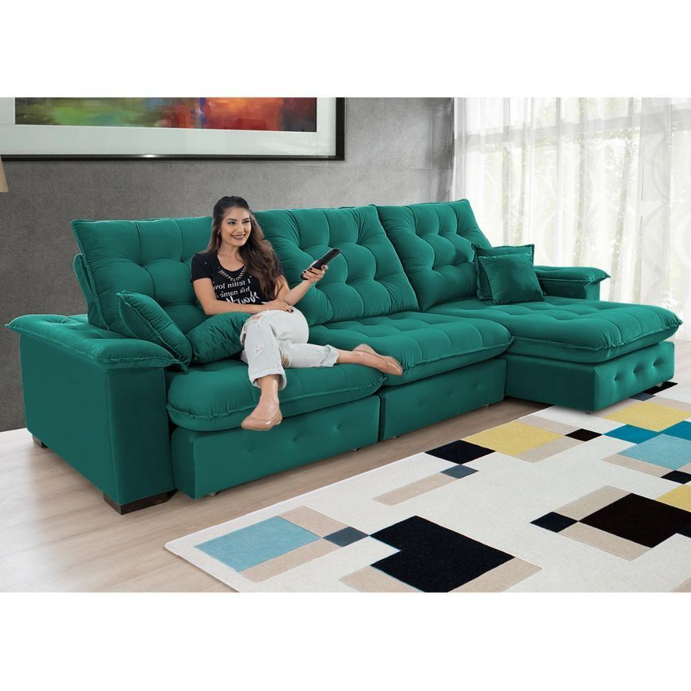 Sofá Coliseu 3.40m Retrátil E Reclinável Super Pillow - Verde - 8