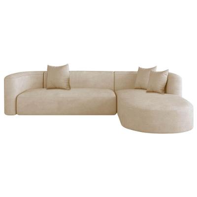 Sofá Modular Celinne Luxuoso Sala De Estar Decoração Luxo 265cm Suede Cor Bege