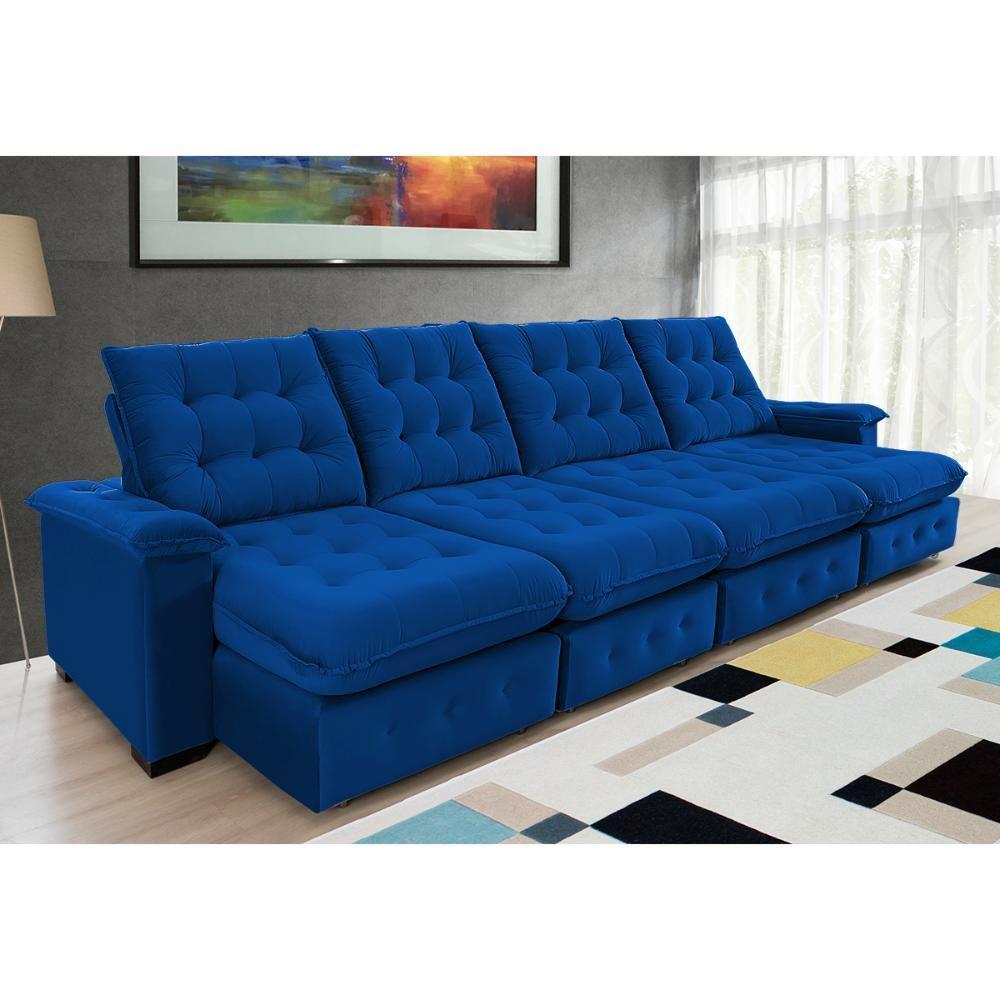Sofá Coliseu 4.00m Retrátil E Reclinável Super Pillow - Azul - 2