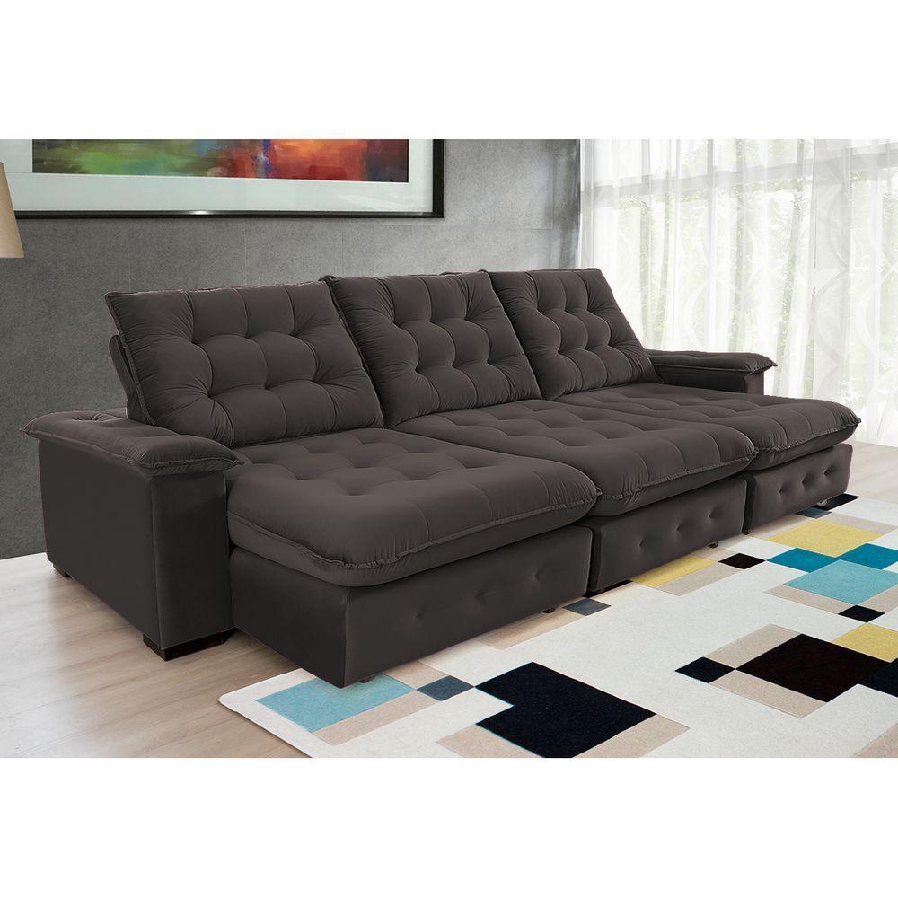 Sofá Coliseu 3.40m Retrátil E Reclinável Super Pillow - Marrom - 3