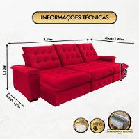Sofá Coliseu 3.10m Retrátil E Reclinável Super Pillow - Vermelho - 6