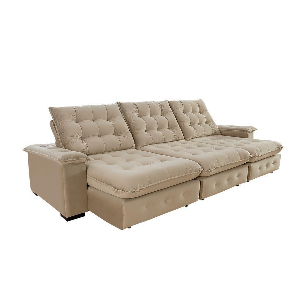 Sofá Coliseu 3.40m Retrátil E Reclinável Super Pillow - Bege - 3