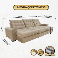 Sofá Coliseu 3.40m Retrátil E Reclinável Super Pillow - Bege