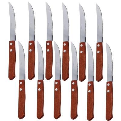 Kit 12 Faca Cabo De Madeira Para Jantar Almoço Restaurantes Qualidade Premium