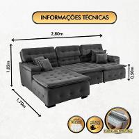 Sofá Orlando 2.80x1.70m Com Chaise, Retrátil E Reclinável - Preto - 3