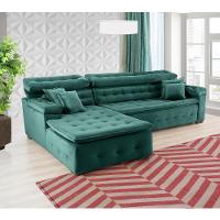 Sofá Orlando 2.40x1.50m Com Chaise, Retrátil E Reclinável - Verde - 1