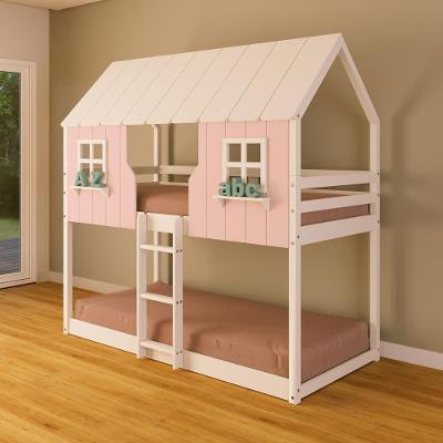Beliche Montessoriano Casinha Encantada Madeira Maciça Rosa/branco | Housin