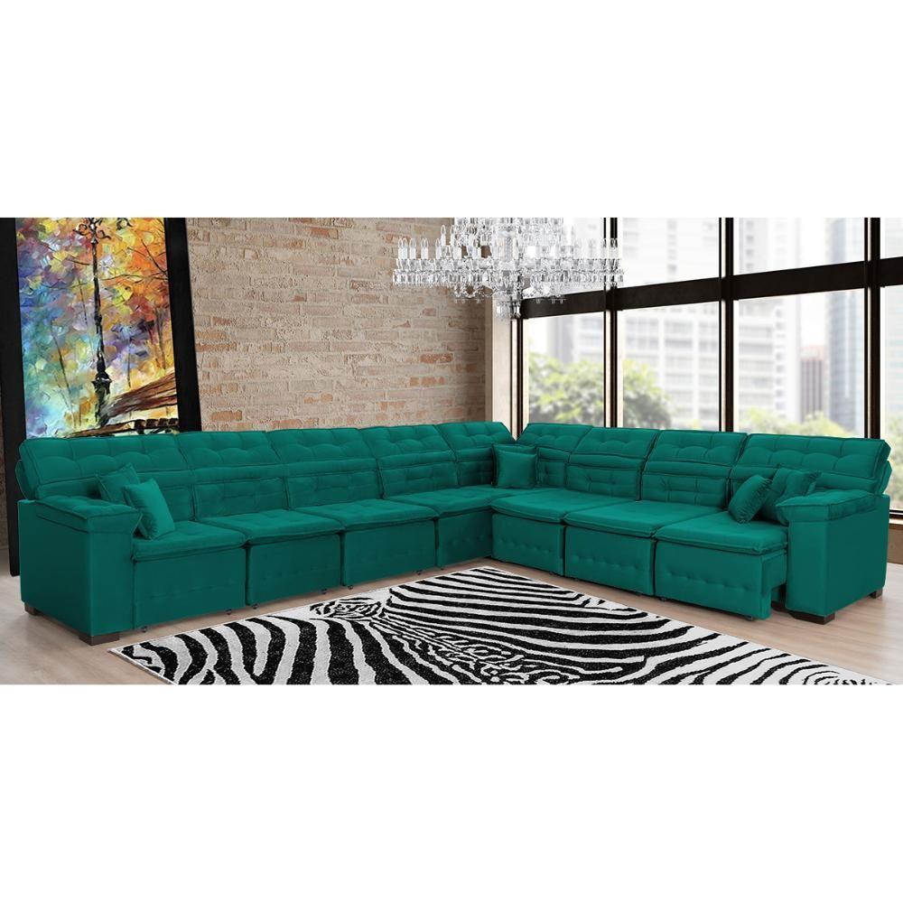 Sofá Magno 3.97x3.97m De Canto, Retrátil E Reclinável - Verde - 1