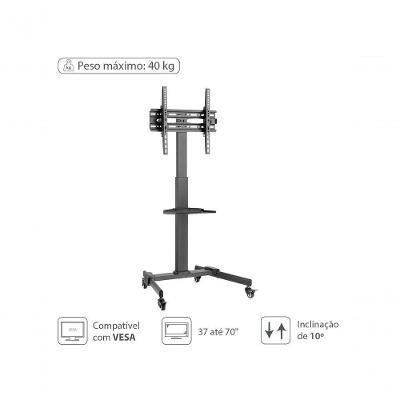 Suporte Rack Para Tv De 37" A 70" Até 40kg Com Bandeja -