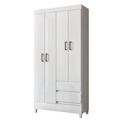 Guarda Roupa Solteiro 4 Portas Com Pés Fit Branco Brilho - Santos Andirá