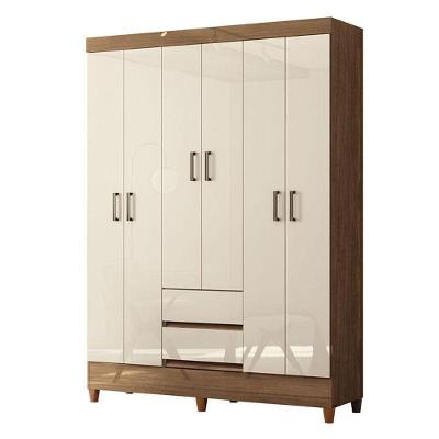 Guarda Roupa Casal 6 Portas Com Pés Fit Jequitibá Off Acetinado - Santos Andirá