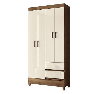 Guarda Roupa Solteiro 4 Portas Com Pés Fit Jequitibá Off Acetinado - Santos Andirá