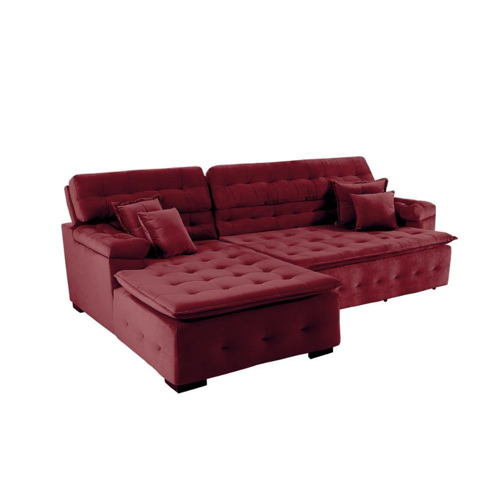 Sofá Orlando 2.20x2.10m Com Chaise, Retrátil E Reclinável - Vinho - 5