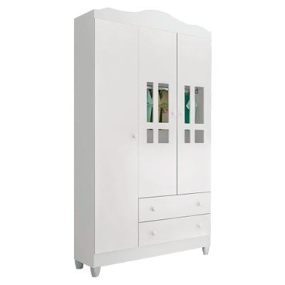 Guarda Roupa Infantil 3 Portas Com Gavetas Branco Brilho