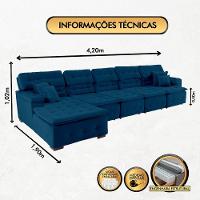 Sofá Orlando 4.20x1.90m Com Chaise, Retrátil E Reclinável - Azul - 2