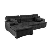 Sofá Orlando 2.40x1.50m Com Chaise, Retrátil E Reclinável - Preto - 12