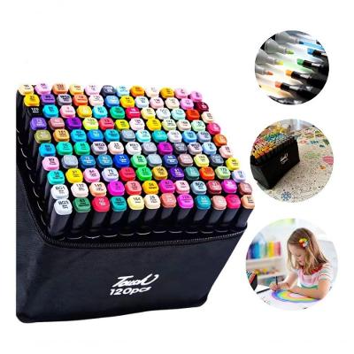 Conjunto Canetas Marcador Permanente Ponta Dupla 120 Cores