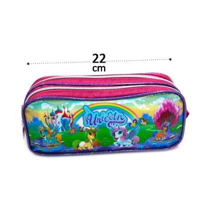 Estojo Escolar Duplo 22 Cm Personagens Diversos - Tudo Em Caixa