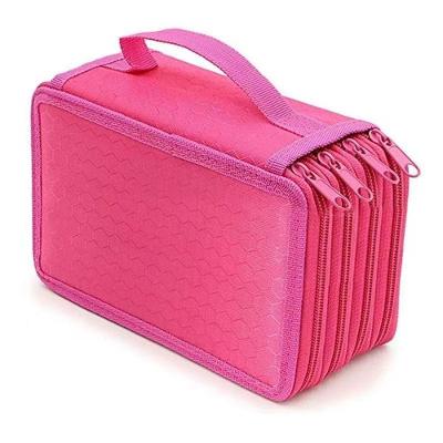 Estojo Escolar Feminino/ Masculino Box Juvenil Martelasse Organizador Grande Jumbo Box 2 Compartimentos Cor:pink/4 Zíper