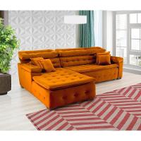 Sofá Orlando 2.20x2.10m Com Chaise, Retrátil E Reclinável - Terra - 2