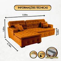 Sofá Orlando 2.20x2.10m Com Chaise, Retrátil E Reclinável - Terra - 6