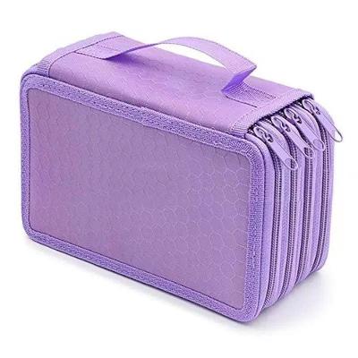 Estojo Escolar Feminino/ Masculino Box Juvenil Martelasse Organizador Grande Jumbo Box 2 Compartimentos Cor:roxo/4 Zíper