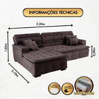 Sofá Orlando 2.20x2.10m Com Chaise, Retrátil E Reclinável - Marrom - 12