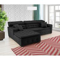 Sofá Orlando 2.20x1.50m Com Chaise, Retrátil E Reclinável - Preto - 8