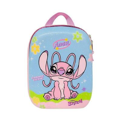 Mochila Escolar Infantil De Costas Angel Stitch Azul - Rosa