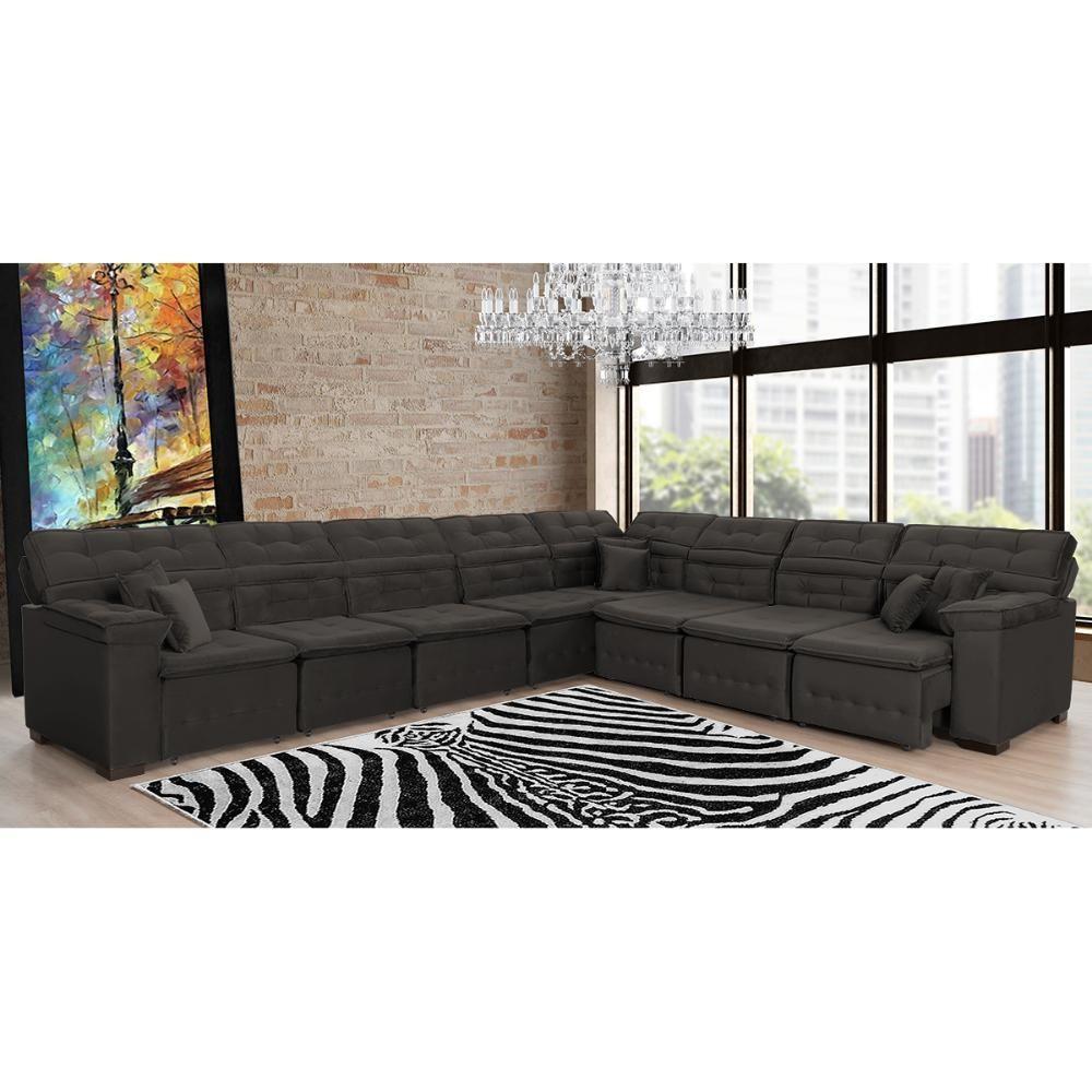 Sofá Magno 3.97x3.97m De Canto, Retrátil E Reclinável - Marrom - 2