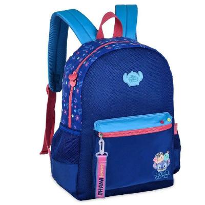 Mochila Costas Stitch Escolar Infantil Tsum Azul Florido