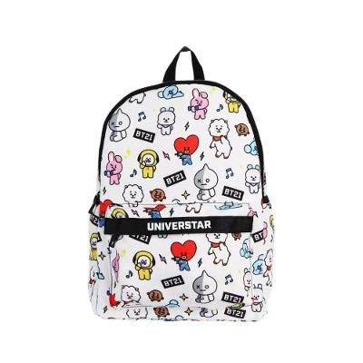 Mochila De Costa Escolar Personagens Bt21 - Branca