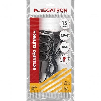 Extensao Com Plugue 2p T Pp Plano 90º 3x0,75 1,5m Preta