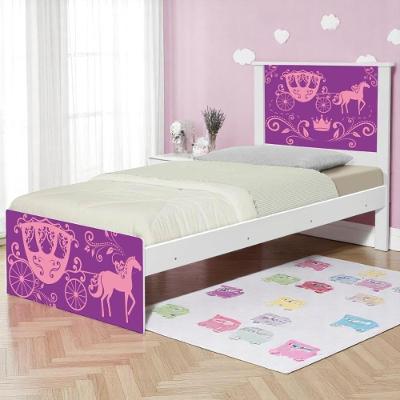 Cama Solteiro Adesivada Carruagem Princesa Com Colchão