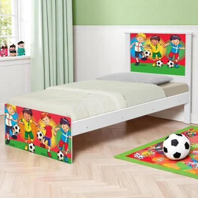 Cama Solteiro Adesivada Futebol Meninos Com Colchão