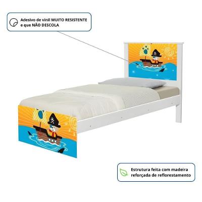 Cama Solteiro Adesivada Pirata Com Colchão