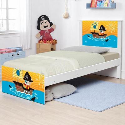 Cama Solteiro Com Cabeceira Adesivada Pirata