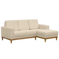 Sofá Kayrós 200cm 3 Lugares com Chaise D05 Suede Bege - 1