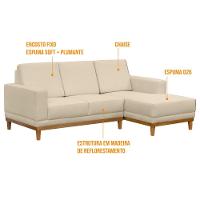 Sofá Kayrós 200cm 3 Lugares com Chaise D05 Suede Bege - 2