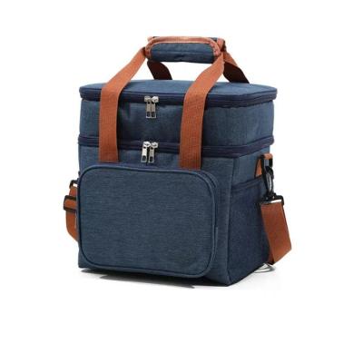 Bolsa Termica Marmita Lancheira Multiuso Alça Trabalho Passeio Academia Dois Compartimentos Cor:azul