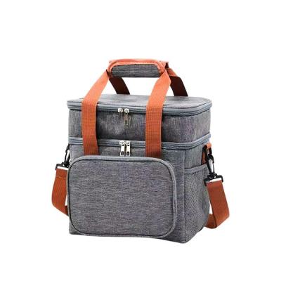Bolsa Termica Marmita Lancheira Multiuso Alça Trabalho Passeio Academia Dois Compartimentos Cor:cinza