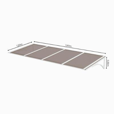 Toldo Fixo Policarbonato Alveolar Bronze - 1,50m X 1,20m - Estrutura Branca