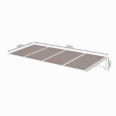 Toldo Fixo Policarbonato Alveolar Bronze - 2,50m X 1,00m - Estrutura Branca
